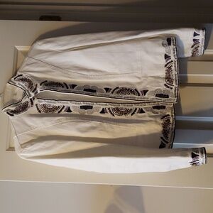 EUC Coldwater Creek White Jean Jacket with Embellishments Size Small